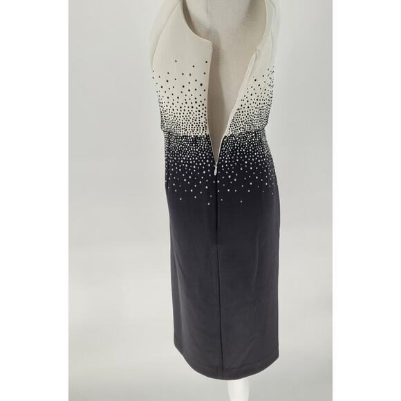Calvin Klein Womens Ivory/Black Bedazzled Sheath Dress Size 4 Glam Chic Elegant - Picture 5 of 8